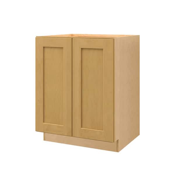 Aberdeen Recessed 24 in. W x 34.5 in. H x 24 in. D in Caramel Plywood Assembled Full Height Door Base Cabinet