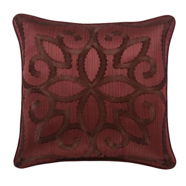 Unbranded Chianti Red Polyester 18 x 18 in. Square Embellished Decorative Throw Pillow