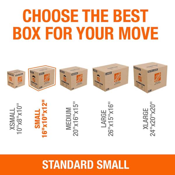 The Home Depot - 16 in. L x 10 in. W x 12 in. D Small Moving Shipping and Packing Box with Handles