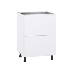 Fairhope Bright White Slab Assembled Base Kitchen Cabinet with 3 Drawer (24 in. W x 34.5 in. H x 24 in. D)