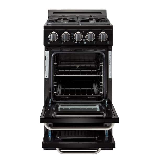 20 in 2.4 cu. ft. Propane Gas Off-Grid Range with Battery Ignition Sealed Burners in Black