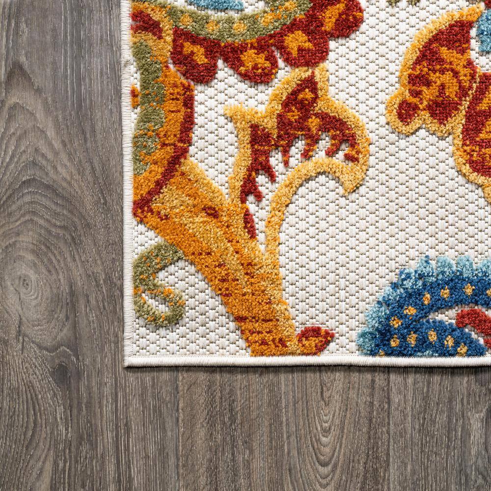 Gordes Paisley High-Low Orange Multicolor Synthetic Area Rug