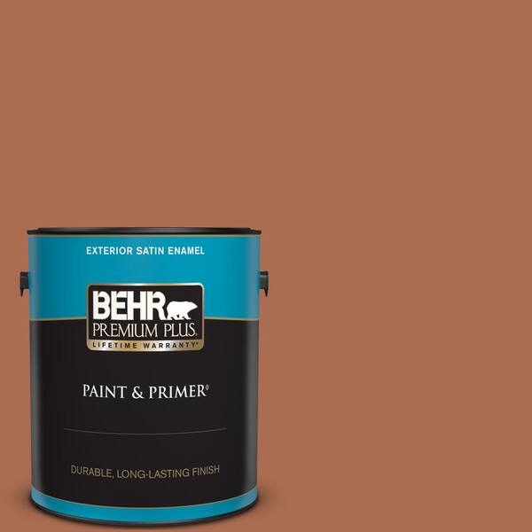 BEHR PREMIUM PLUS 1 gal. #BIC-45 Airbrushed Copper Satin Enamel Exterior Paint & Primer
