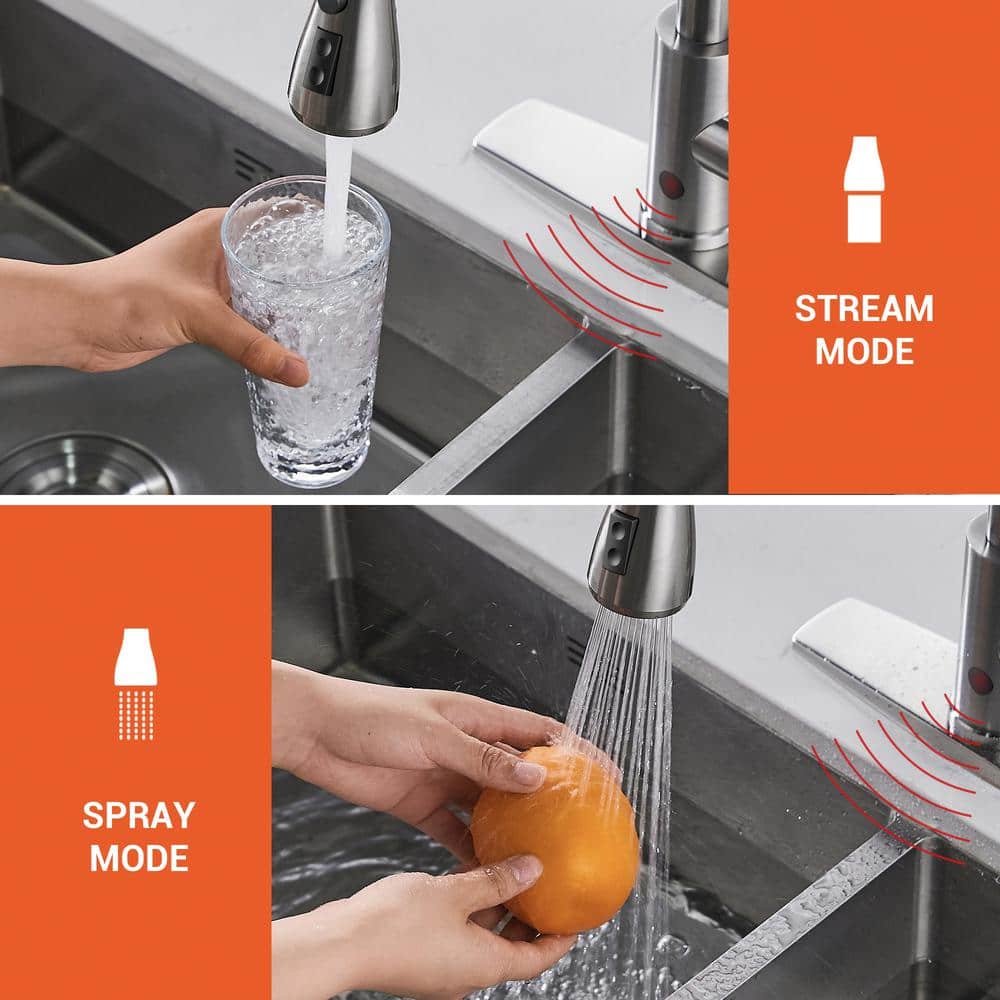 Brushed Nickel Touchless High-Arc Single Handle Kitchen Faucet