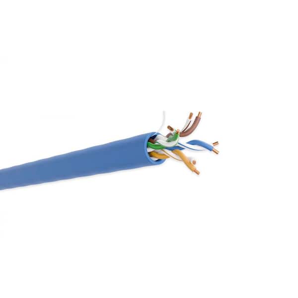 CAT 5E 1000 ft. Blue 24AWG / 8-Conductors Solid Copper UTP CMP Data Cable Plenum Ethernet Bulk