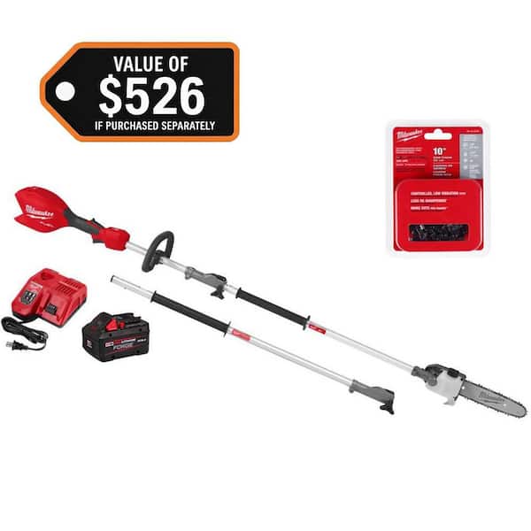 M18 FUEL 18V 10 in. Brushless Cordless Battery Powered QUIK-LOK Pole Saw 8.0 Ah FORGE Kit w/ Extra Chain