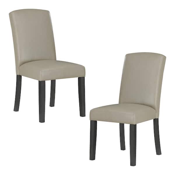 OSP Home Furnishings Everly Dining Chair 2-Pack in Taupe Faux Leather with Grey Washed Legs
