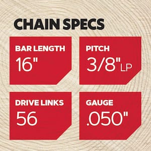 S56 Chainsaw Chain for 16 in. Bar, Fits Makita, Echo, Husqvarna, Craftsman, Poulan and More