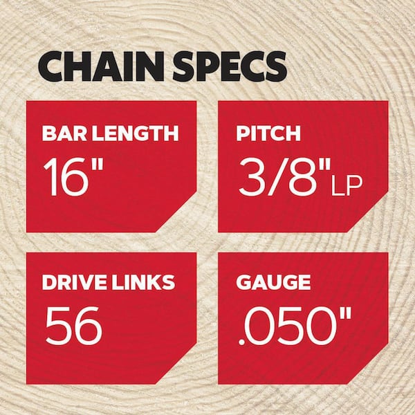 S56 Chainsaw Chain for 16 in. Bar, Fits Makita, Echo, Husqvarna, Craftsman, Poulan and More