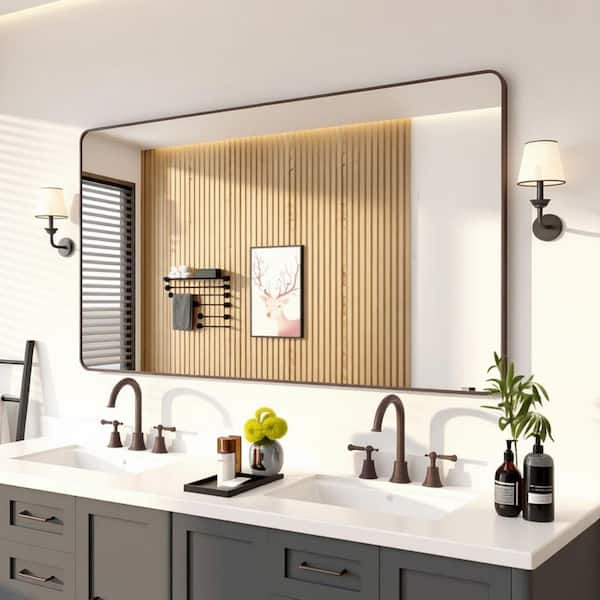 60 in. W x 36 in. H Rectangular Framed Wall Bathroom Vanity Mirror in Oil Rubbed Bronze