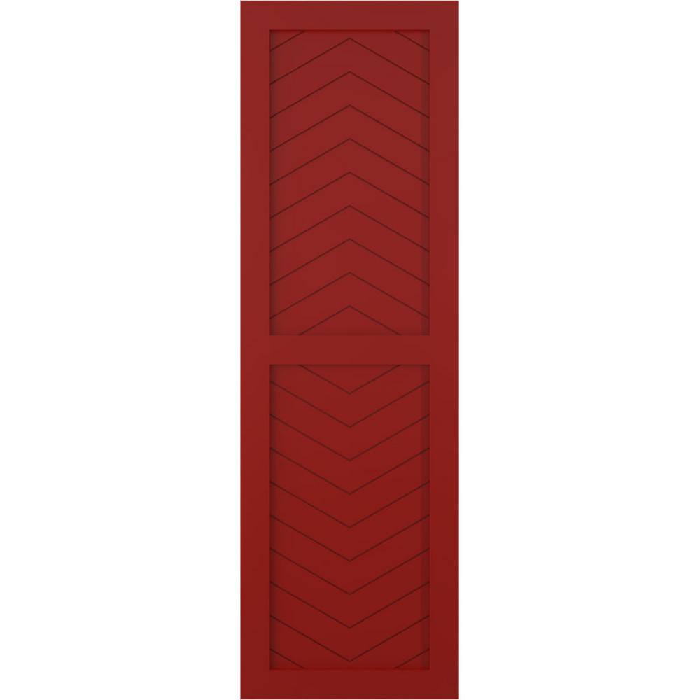 15 in. x 38 in. Flat Panel True Fit PVC Two Panel Chevron Modern Style Fixed Mount Shutters Pair in Fire Red price history on PriceWatchPro