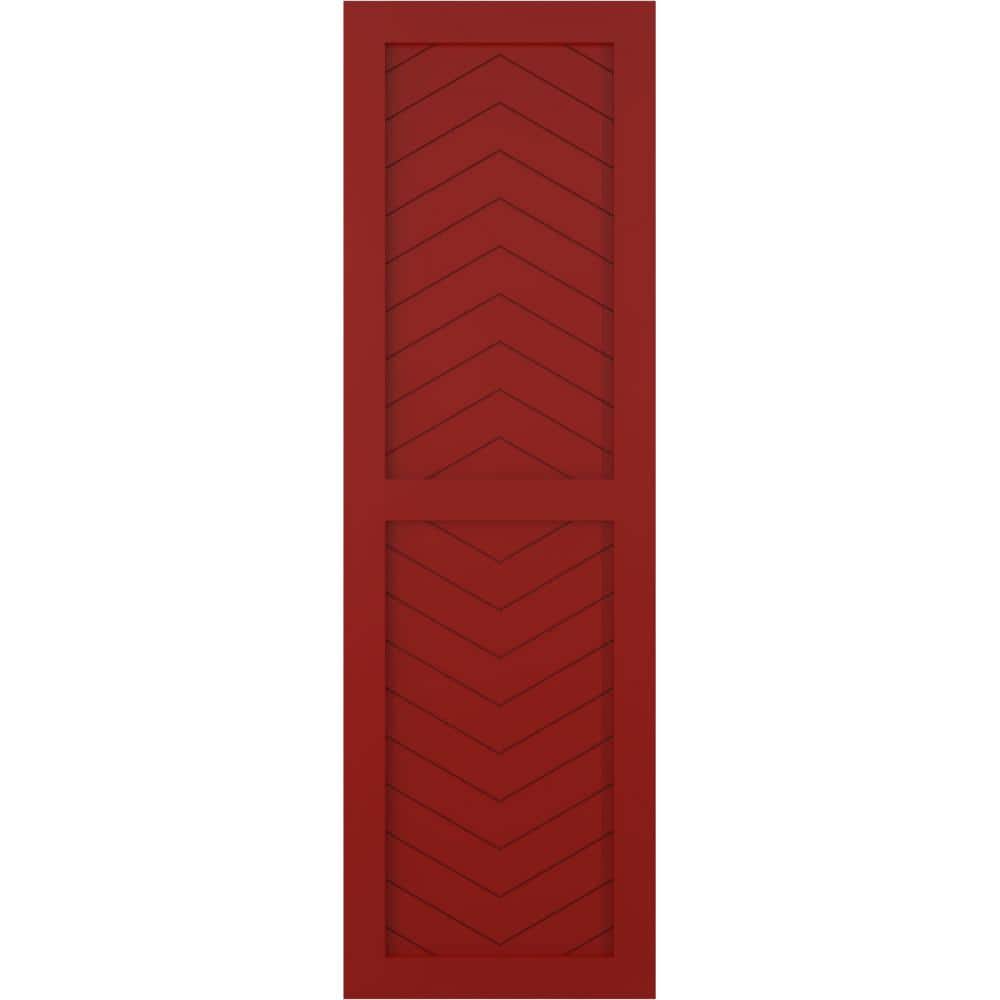 15 in. x 42 in. Flat Panel True Fit PVC Two Panel Chevron Modern Style Fixed Mount Shutters Pair in Fire Red price history on PriceWatchPro