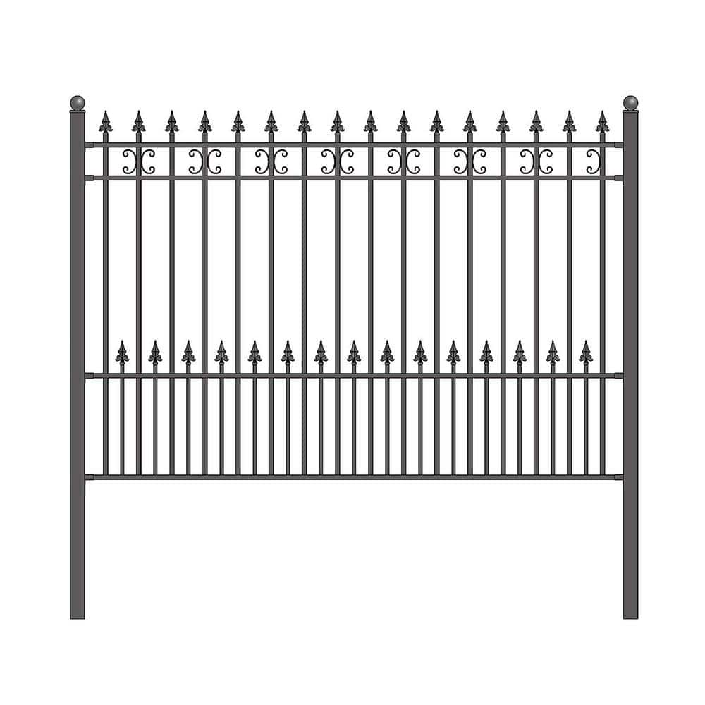 ALEKO VENICE 5 ft. x 8 ft. Black Steel Fence Panel