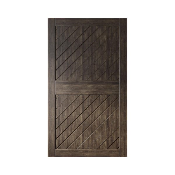 XT1 48 in. x 84 in. C-Panel Solid Core Ebony Slanted Stripe Design Pine Wood Interior Sliding Barn Door Slab