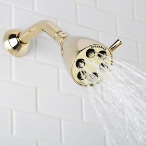 3-Spray 2.8 in. Single Wall Mount Fixed Adjustable Shower Head in Polished Brass