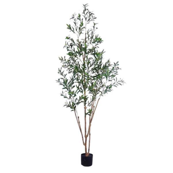 6.9 ft. Tall Artificial Olive Tree, Realistic Fake Olive Tree With Adjustable Branches,