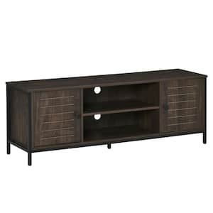 55 in. Dark Walnut TV Stand with 2-Storage Cabinets Fits TV's up to 60 in. with Cable Management