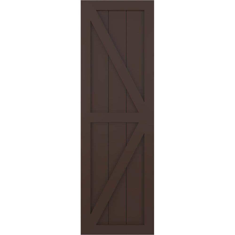 12 in. x 78 in. True Fit PVC Two Equal Panel Farmhouse Fixed Mount with Z-Bar Board and Batten Shutters, Raisin Brown price history on PriceWatchPro