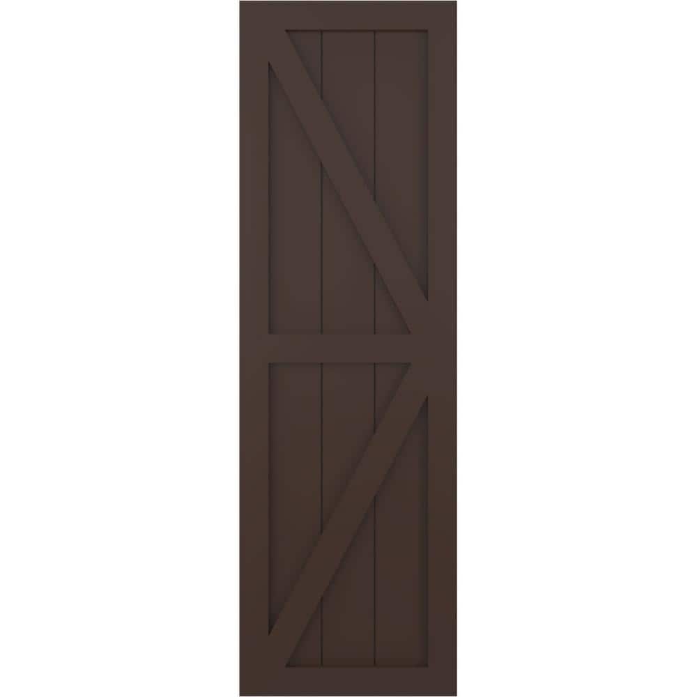 18 in. x 79 in. True Fit PVC 2 Equal Panel Farmhouse Fixed Mount Z-Bar Board and Batten Shutters Pair in Raisin Brown price history on PriceWatchPro