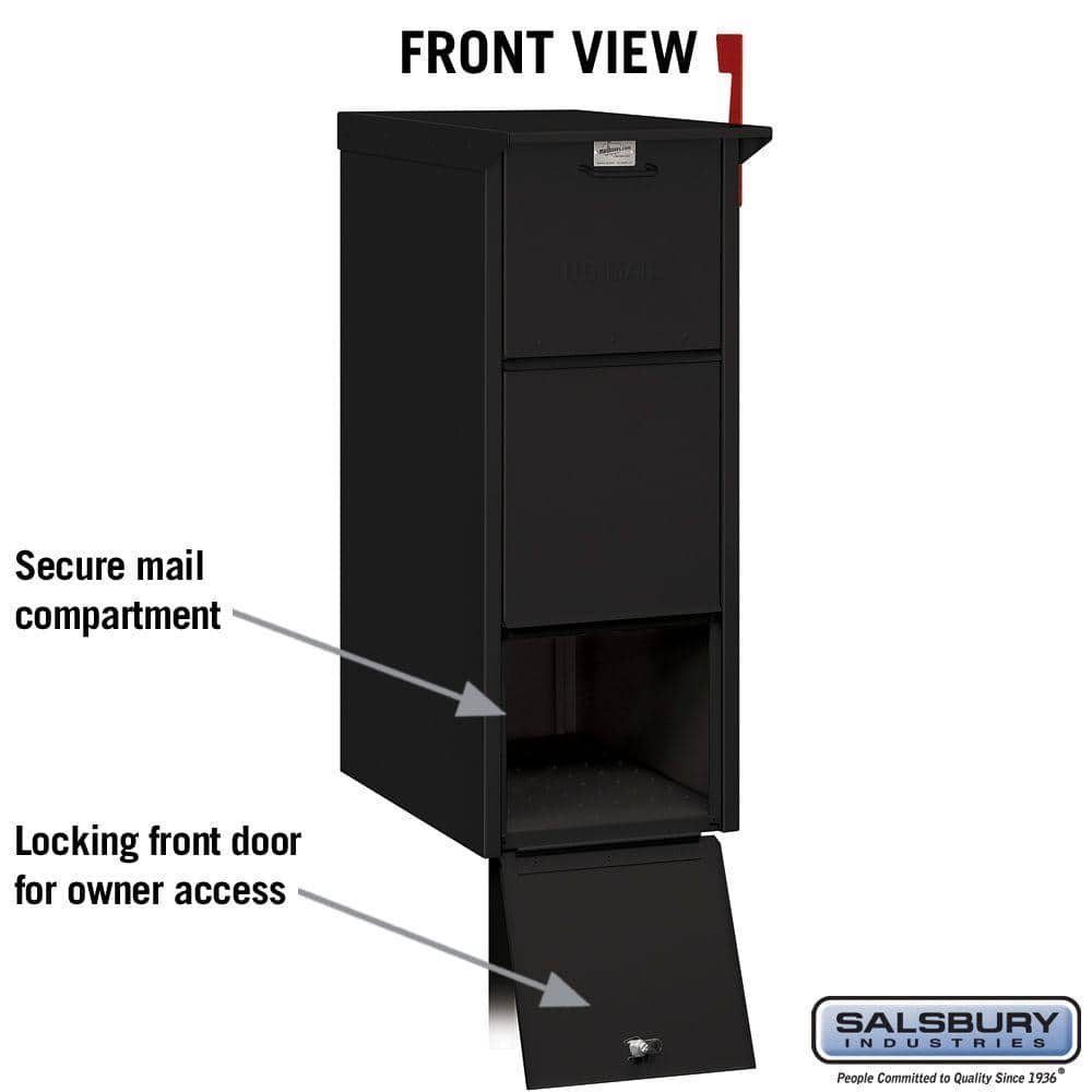 Black Aluminum Lockable Pedestal Mail Package Drop