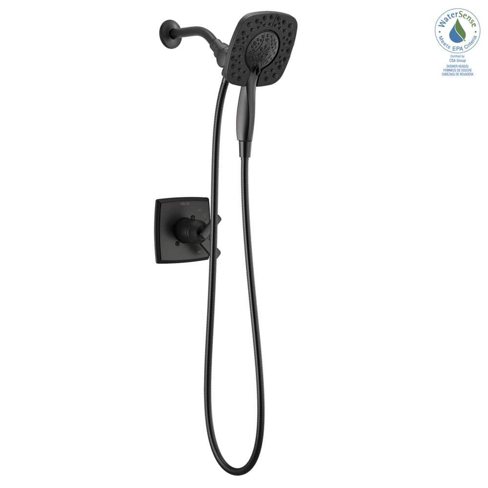 Matte Black Dual-Function Shower Trim Kit with Handheld Shower