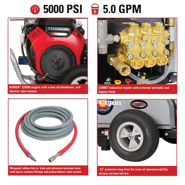 SIMPSON 5000 PSI 5.0 GPM Belt Drive Gas Pressure Washer, Honda