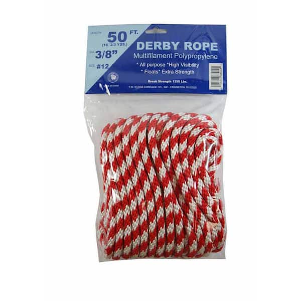 T.W. Evans Cordage 3/8 in. X 50 ft. Red and White Derby Rope
