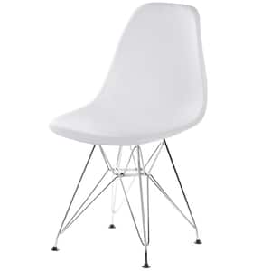 White Mid-Century Modern Style Plastic DSW Shell Dining Chair with Metal Legs