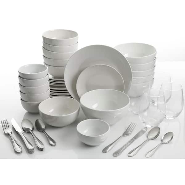 Unbranded All You Need 60-Piece Casual White Ceramic Dinnerware Set (Service for 6)