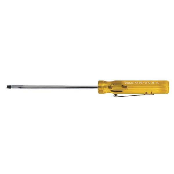 Pocket Screwdriver 5-1/2" Overall 3" Shank Length 3/32" Slotted Tip Malco 