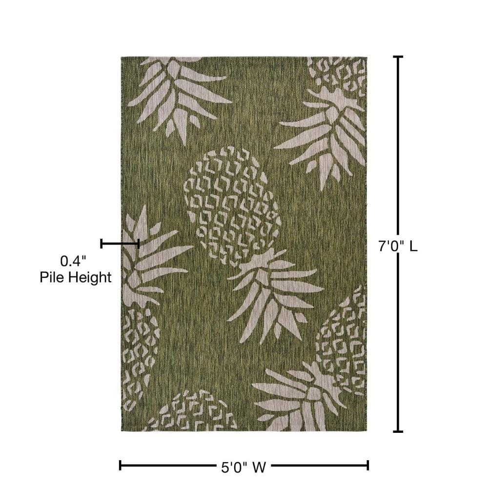 Reversible Gray Synthetic 5' x 7' Easy-Care Area Rug