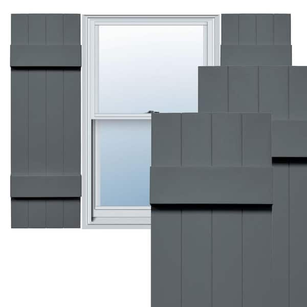 Ekena Millwork TailorMade 14 in. W x 30 in. H Vinyl Board and Batten Shutters Pair in Storm Cloud