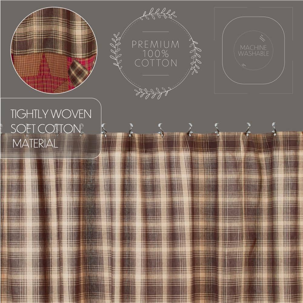 Dawson Star Patchwork Brown Plaid Cotton Shower Curtain