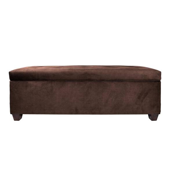MJL Furniture Designs Sean Obsession Java 10-Button Tufted Upholstered Large Storage Bench