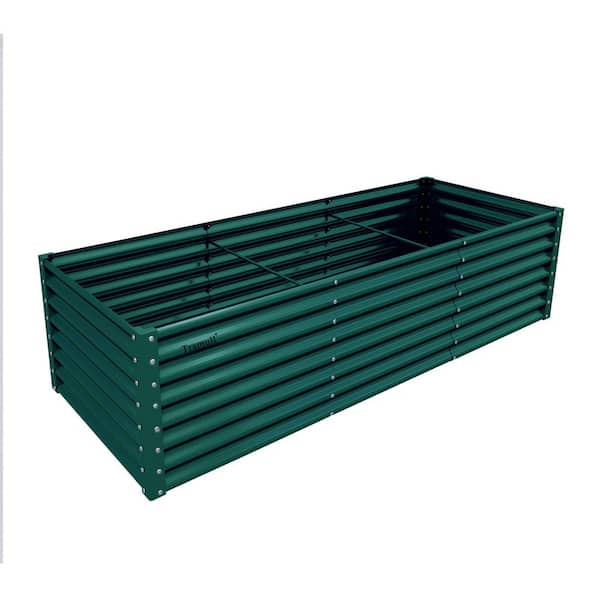 Unbranded 8 x 3 x 2 ft. Green Rectangular Metal Outdoor Raised Garden Bed