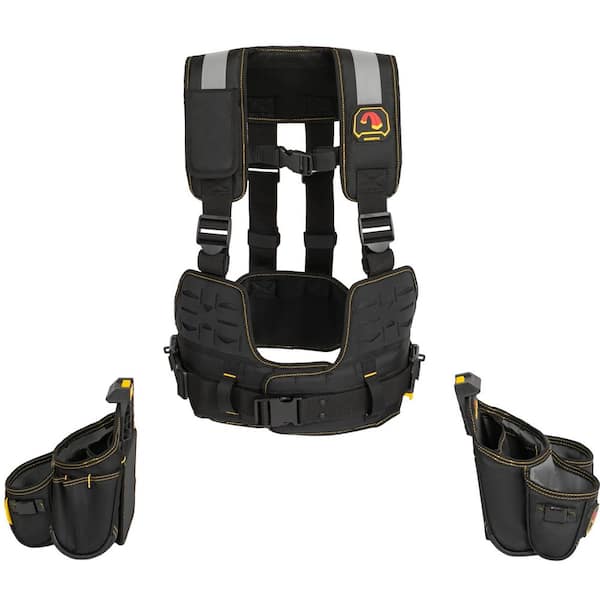 Snap Lock Tradesman Tool Vest Suspension Rig with Magnetic Storage and Quick Release Work Belt