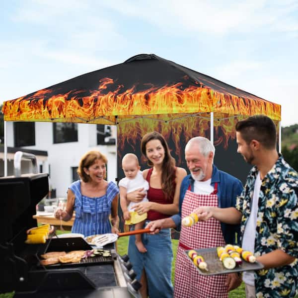 10 ft. x 10 ft. Multi-Colored Instant Canopy Pop Up Tent with 1 Sidewall Wheeled Bag and 4 Weight Bags