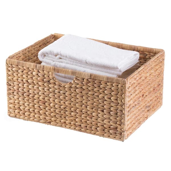 Large Basket Foldable Storage Organizer Decorative Laundry Totes and Woven Storage BinBrown, Wicker, 10 in. H x 21 in. W
