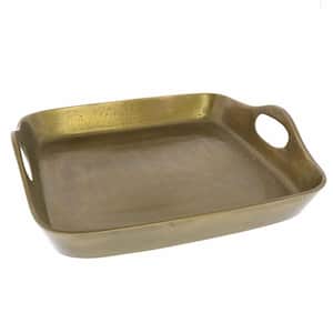 Amelia 13 in. W x 3 in. H x 13.5 in. D Square Gold Cast Metal Dinnerware and Serving Storage
