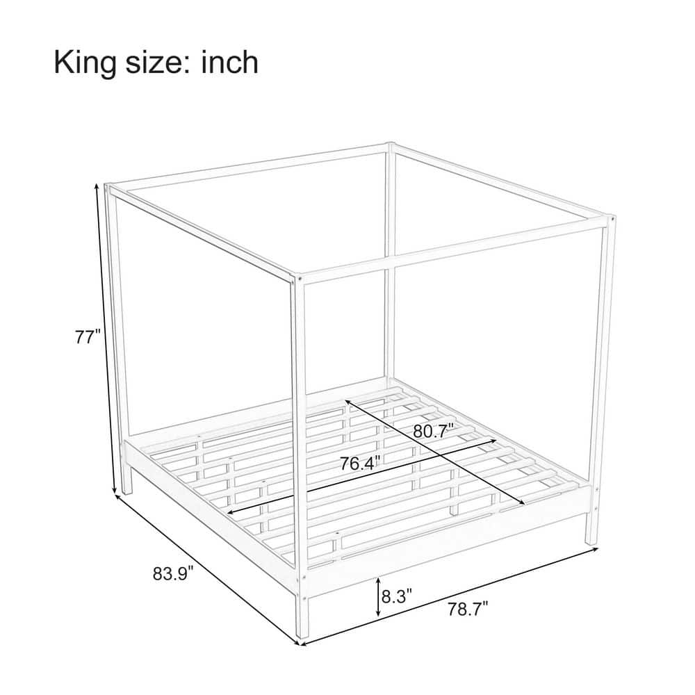 Natural (Light Brown) Solid Wood Frame Queen Size Canopy Bed with Premium Sturdy Construction, No Box Spring Needed - thumbnail 2