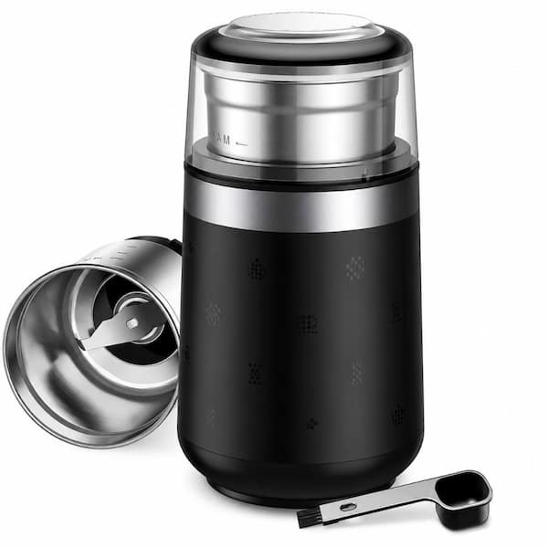 Gray Stainless Steel Electric Coffee Bean and Spice Grinder with Removable Stainless Steel Bowl