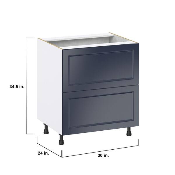 J COLLECTION Devon Painted Blue Shaker Assembled Cooktop Base Kitchen Cabinet with Drawers 36 in. W x 34.5 in. H x 24 in. D