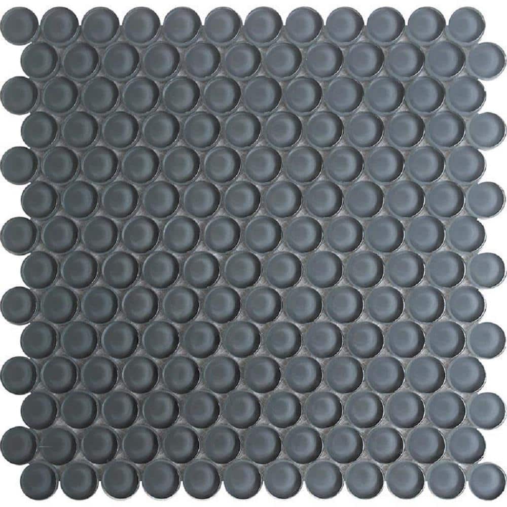 Dark Gray 4 in. x 5 in. Penny Round Polished Glass Mosaic Tile Sample (0.13 sq. ft./Piece) price history on PriceWatchPro