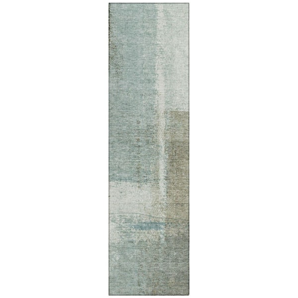 Chantille Machine Washable Indoor/Outdoor Abstract ACN2002 Seafoam 2 ft. 3 in. x 7 ft. 6 in. Runner Rug