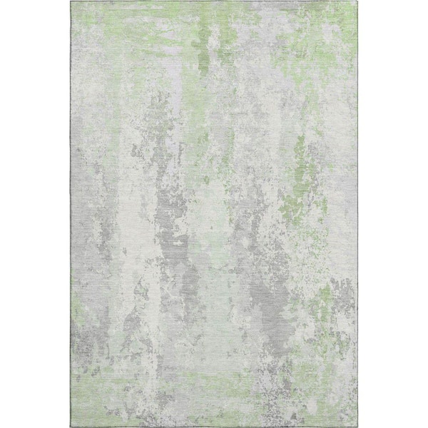 Mayfield Premium Machine Washable Abstract AMF1848 Aloe 5 ft. x 7 ft. 6 in. Area Rug
