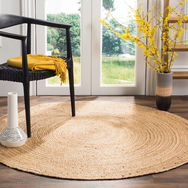 Natural Fiber Beige 12 ft. x 12 ft. Woven Ascending Round Area Rug
