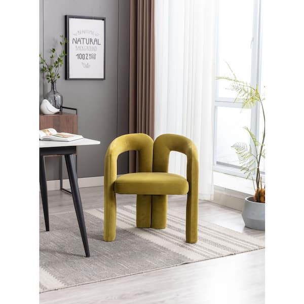 HOMEFUN Morden Olive Green Velvet Goat Shaped Accent Chair with Metal Frame