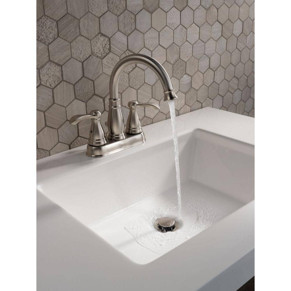 Brushed Nickel Double Handle High Arc Bathroom Faucet