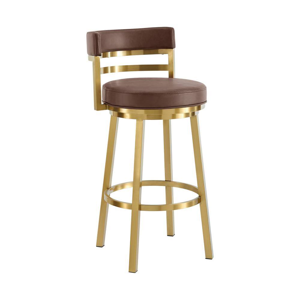 Armen Living Madrid 30 in. Vintage Coffee Stainless Steel Bar Stool