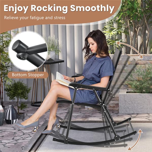 Costway 2-Pieces Metal Folding Outdoor Rocking Chair Heavy